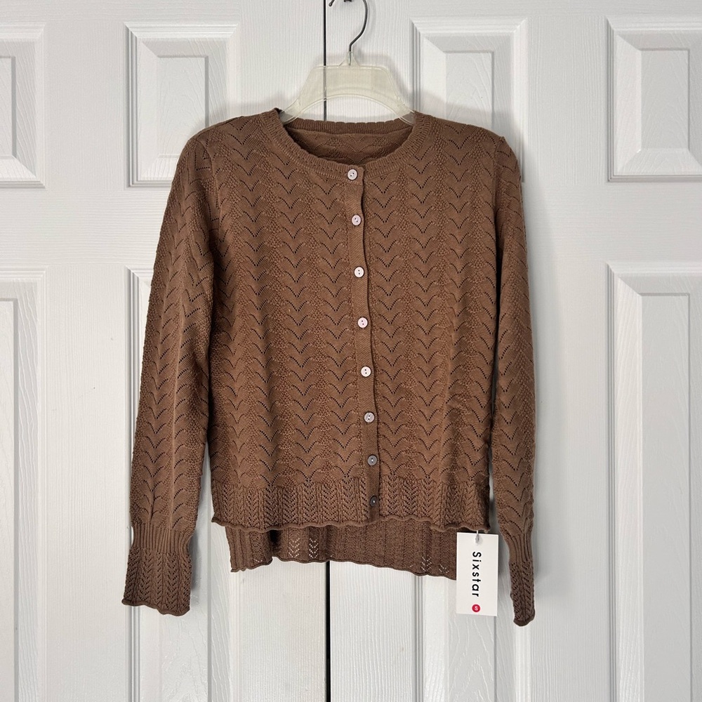 Button Up Sweater Brown Knit Stretch Soft Material New Size Small